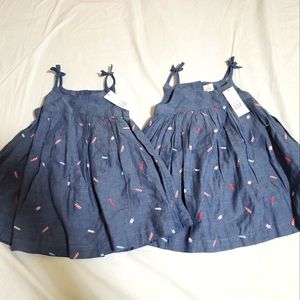 NWT twin infant/toddler girls Gap blue summer dress 18-24 months